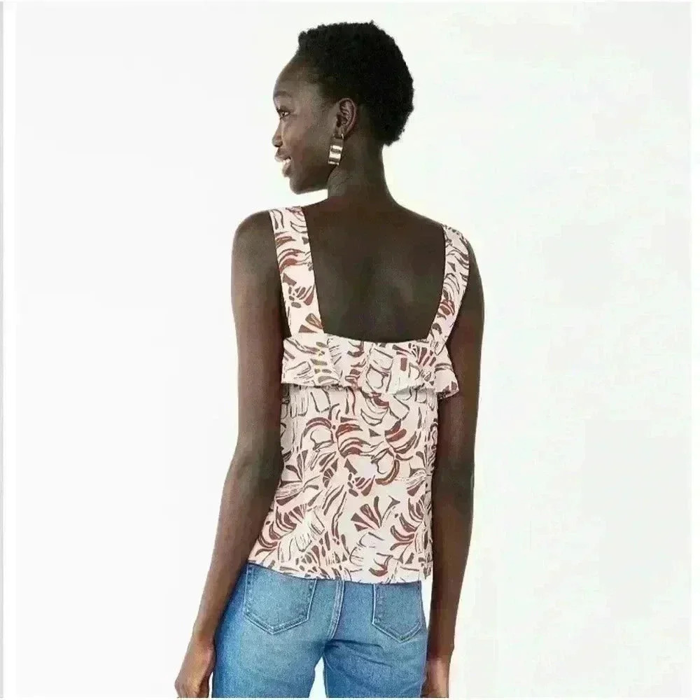 Nine West Women's Squareneck Ruffle Tank Size Medium - Picture 2 of 8